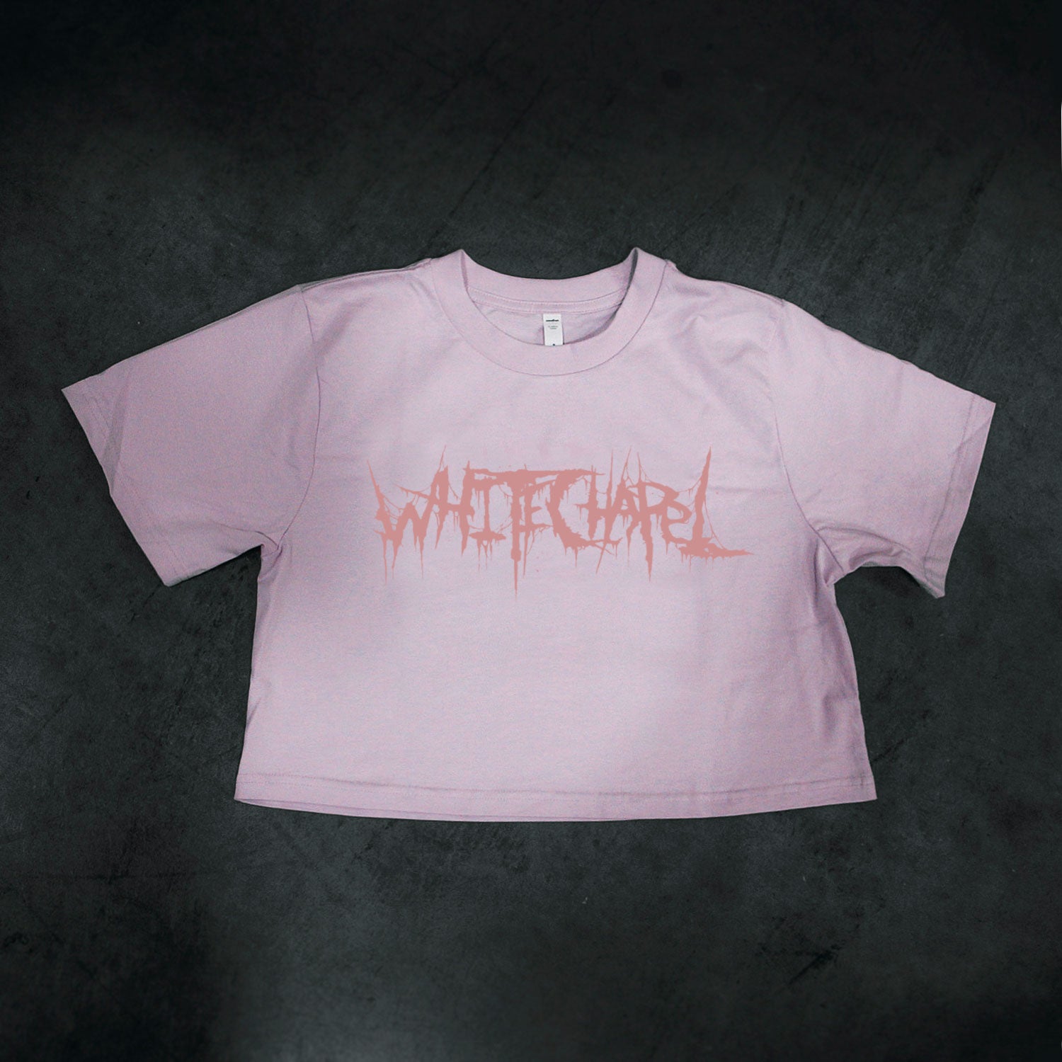 A girl's light purple cropped t-shirt from Whitechapel, made of 100% combed cotton, with 