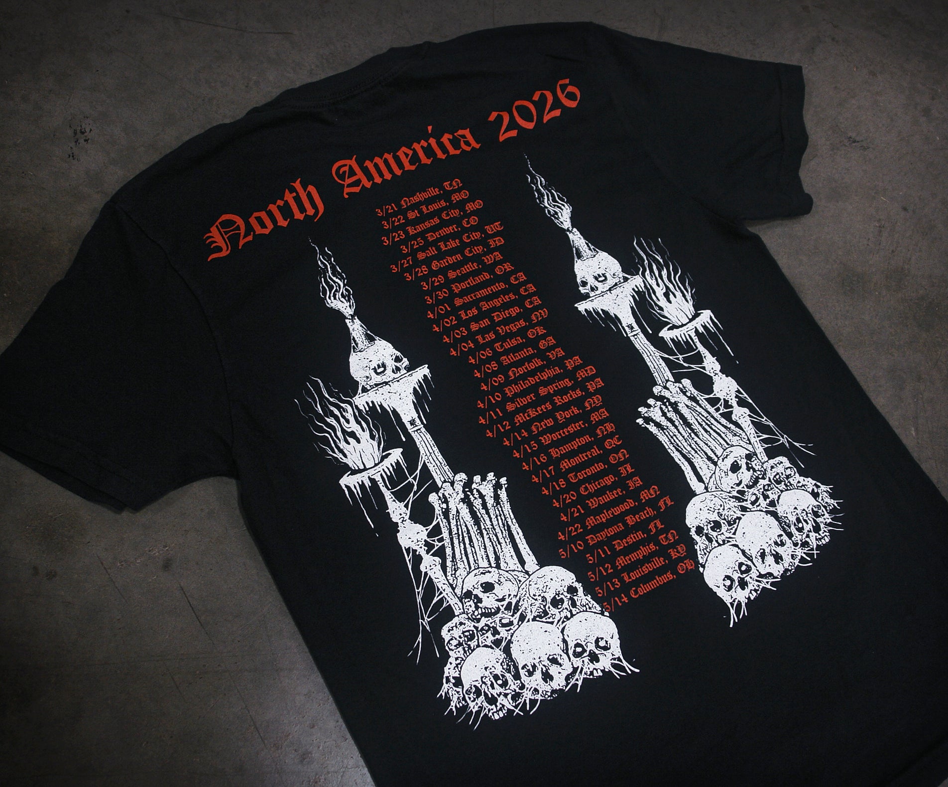 A black, garment-dyed Whitechapel Comfort Colors T-Shirt with red 